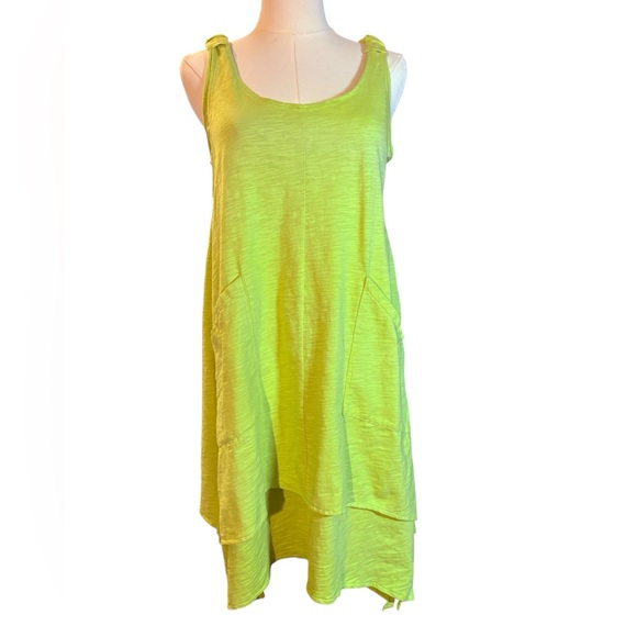 NEON BUDDHA NWT lime green Sleeveless Dress in Sz S - Picture 1 of 6